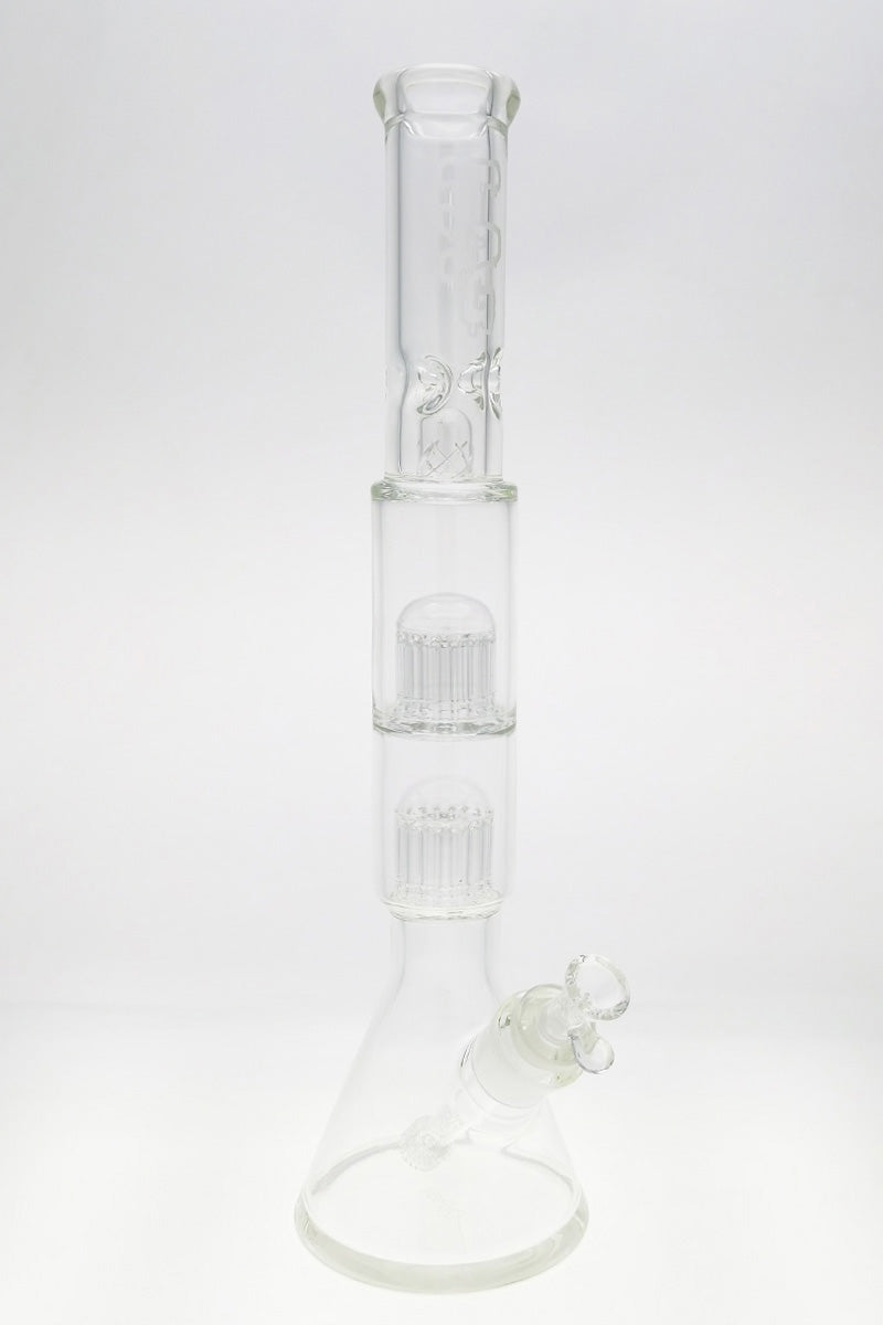 Thick Ass Glass 20" Clear Beaker Bong with Double Tree Percs, 7mm Glass, Front View