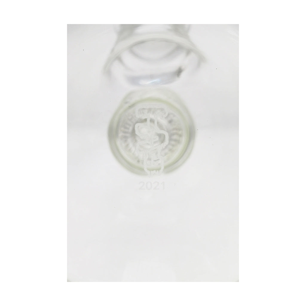 Close-up of TAG logo on 20" Double Super Slit UFO Beaker bottom by Thick Ass Glass