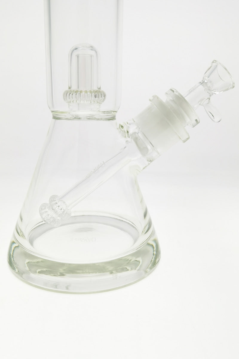 TAG 20" Double Super Slit UFO Beaker Bong with 18/14MM Downstem, 50x7MM thick glass, front view