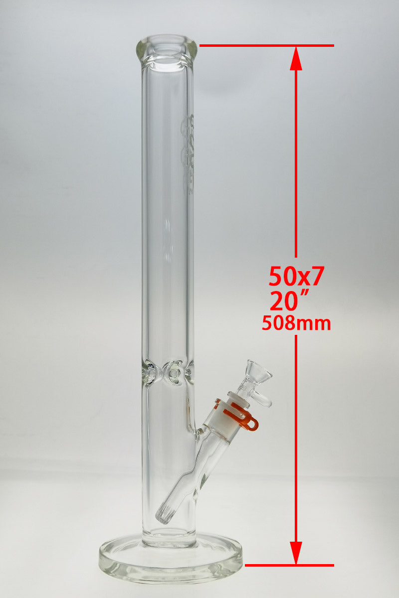 Thick Ass Glass 20" Clear Straight Tube Bong, 50x7MM, with Smooth Downstem, Front View