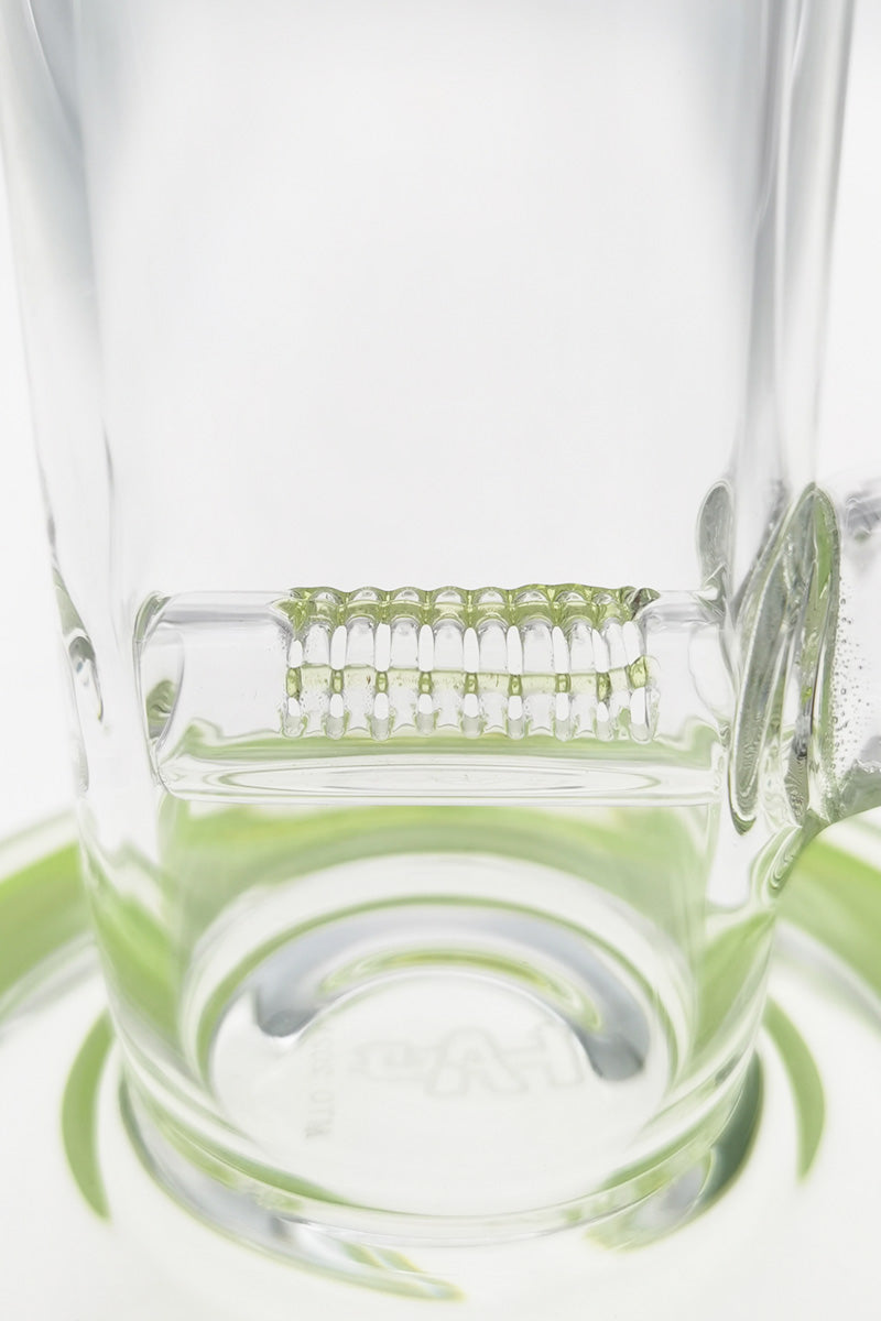 Close-up of TAG 20" Inline Bong with Super Slit Percolator, 50x5MM Glass, 18MM Female Joint