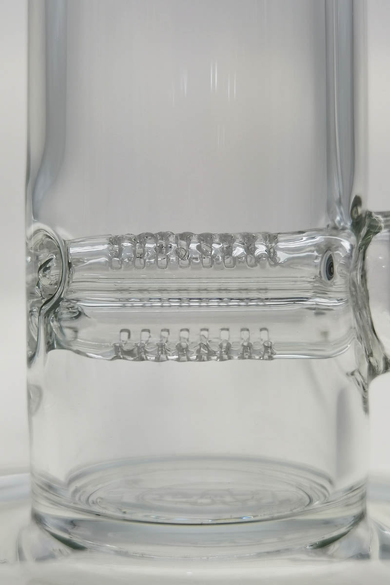 Close-up of TAG 20" Inline Percolator Bong with Super Slit design, 50x5MM, 18MM Female Joint