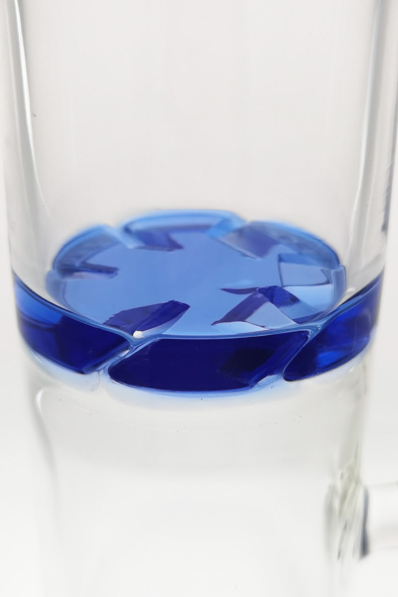 Close-up of TAG 20" Bong with Blue Triple Netted Disc, 50x7MM, 18MM Female Joint