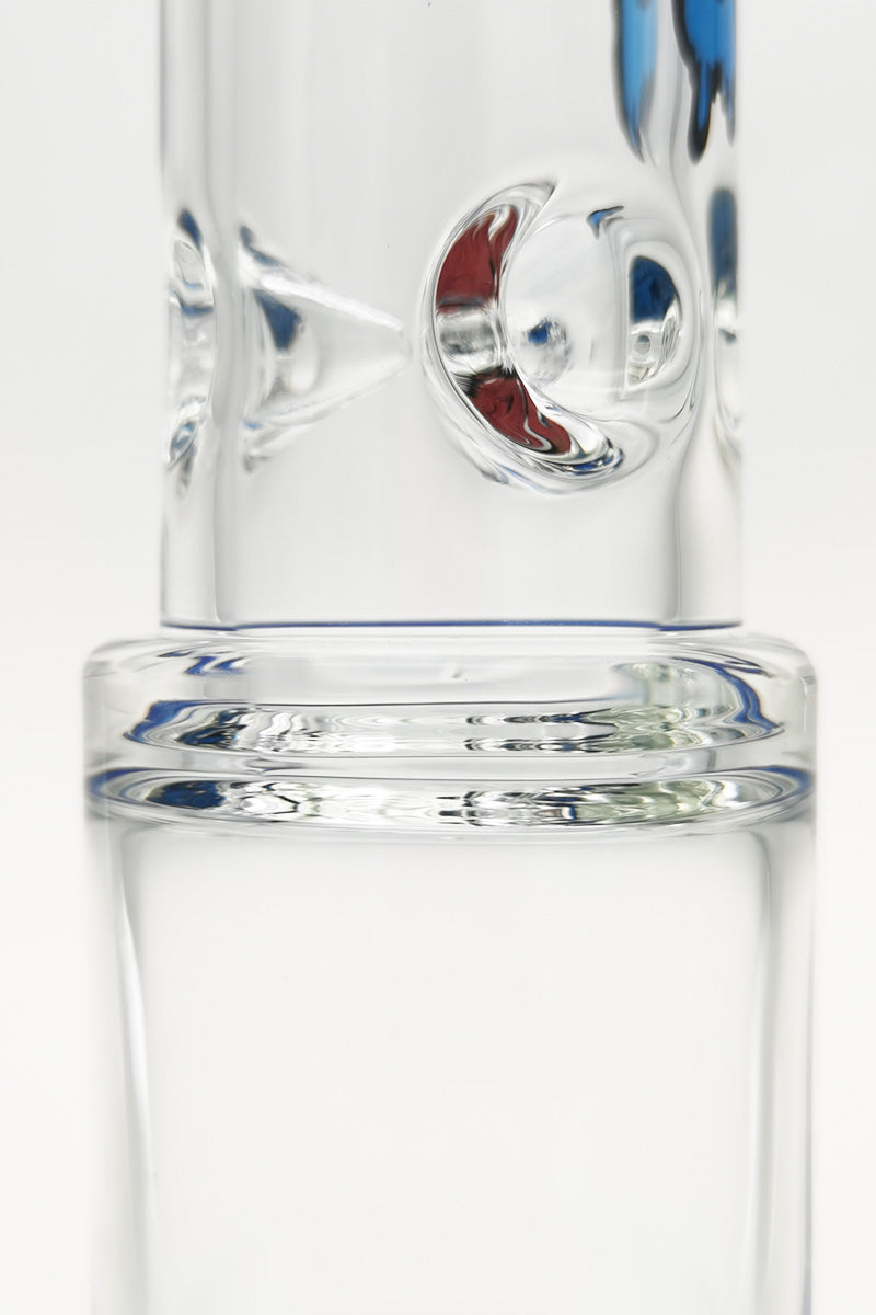 Close-up of TAG 20" bong with triple netted disc and spinning splashguard, 7mm thickness