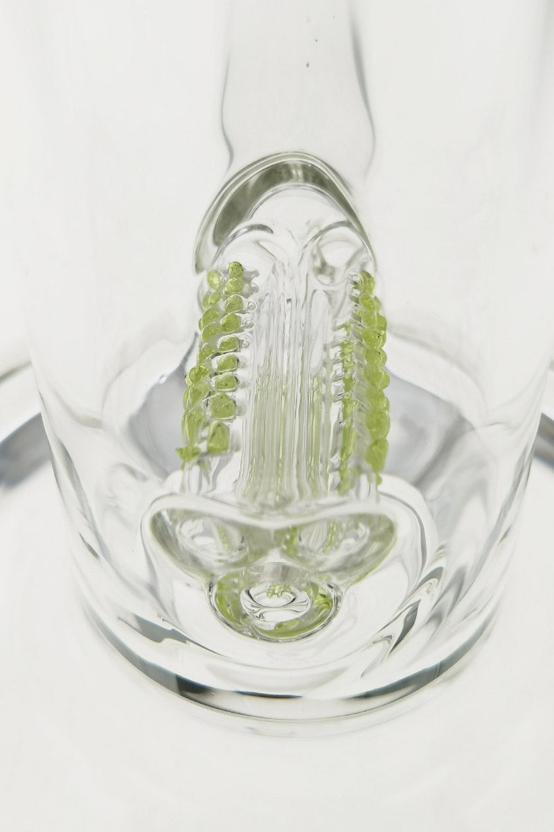 Close-up of TAG 21" Bong with Triple Inline to Double Inline Percolators, 18MM Female Joint