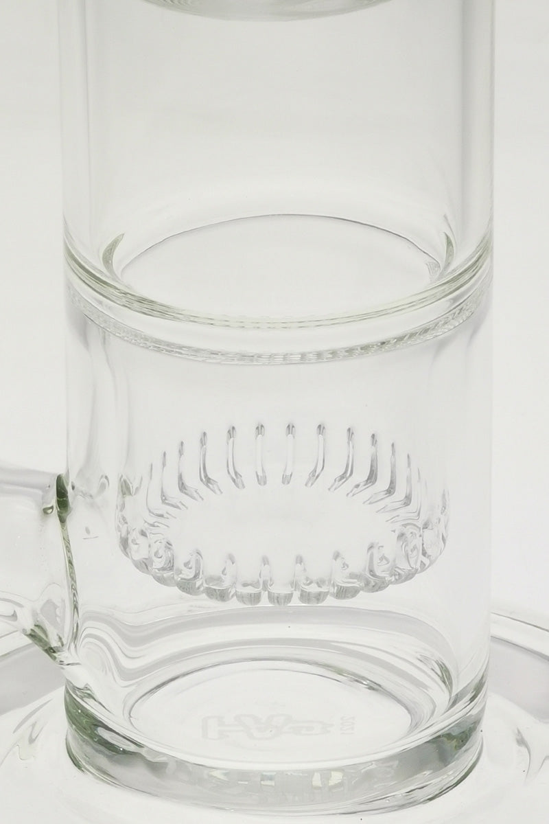 Close-up of TAG 21" Bong with Triple Interior Showerhead Percolators and Dome Splash Guard