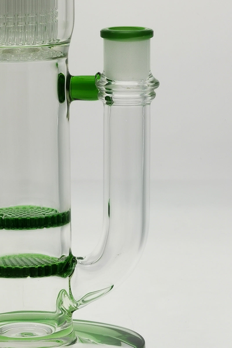 Close-up of TAG 22" Bong with Double Honeycomb & 34 Arm Tree Percolator, 18MM Female Joint