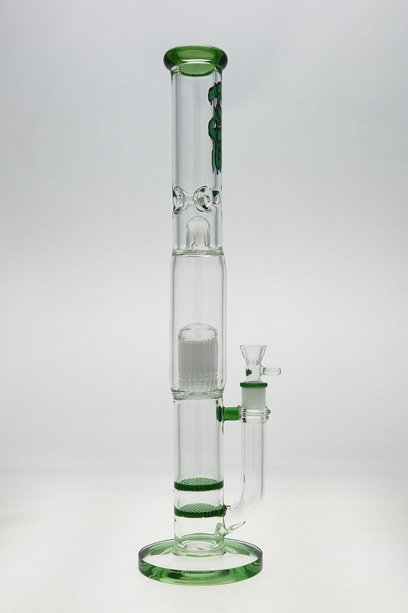Thick Ass Glass 22" Bong with Dual Honeycomb & Tree Percolators, 7mm Thickness, Front View