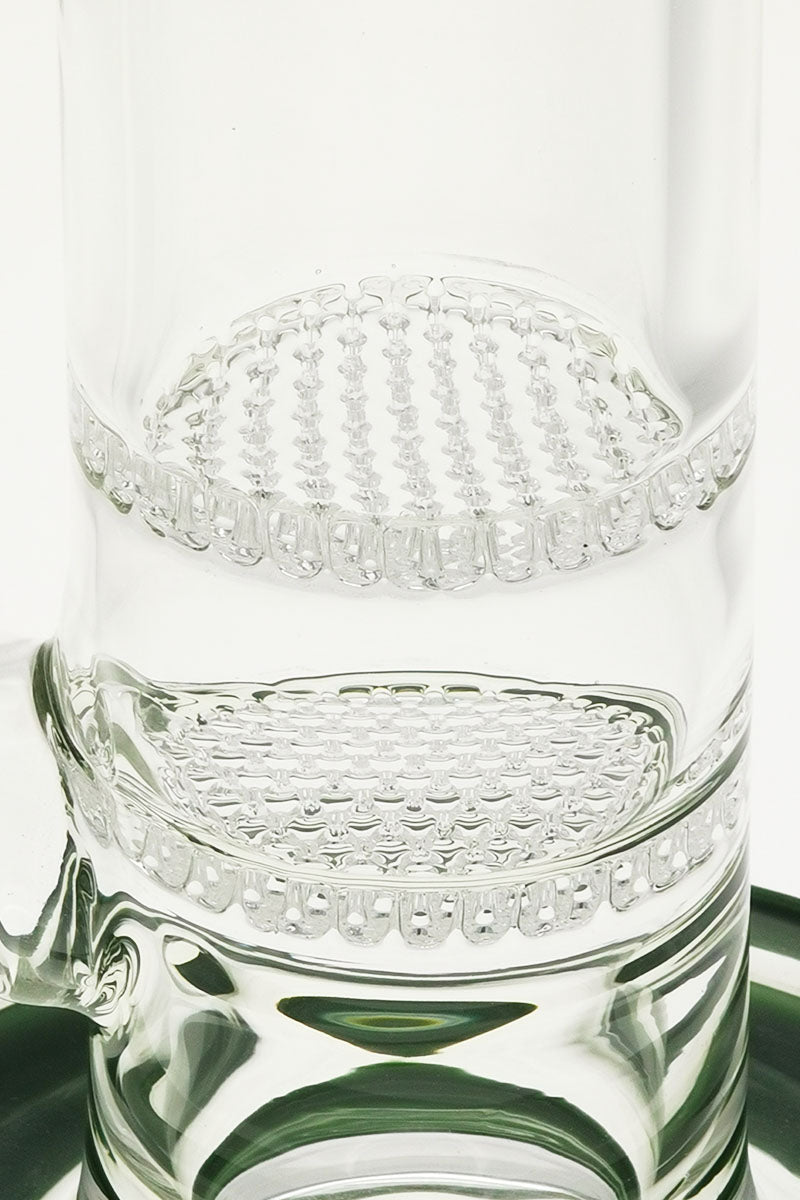 Close-up of TAG 22" Bong with Double Honeycomb and 34 Arm Tree Percolators for Smooth Hits