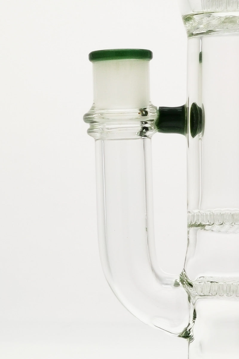 Close-up side view of TAG 22" Double Honeycomb Bong with 18MM Female Joint