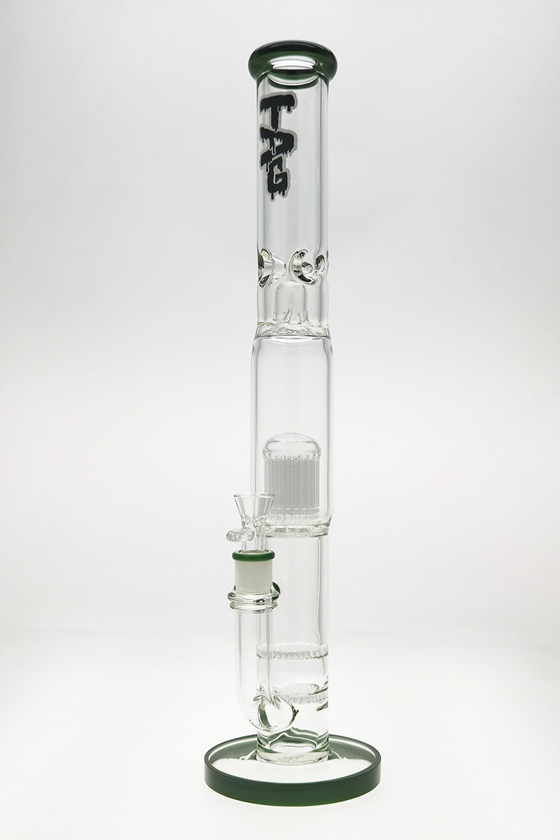 Thick Ass Glass 22" Dual Honeycomb & 34-Arm Tree Percolator Bong Front View