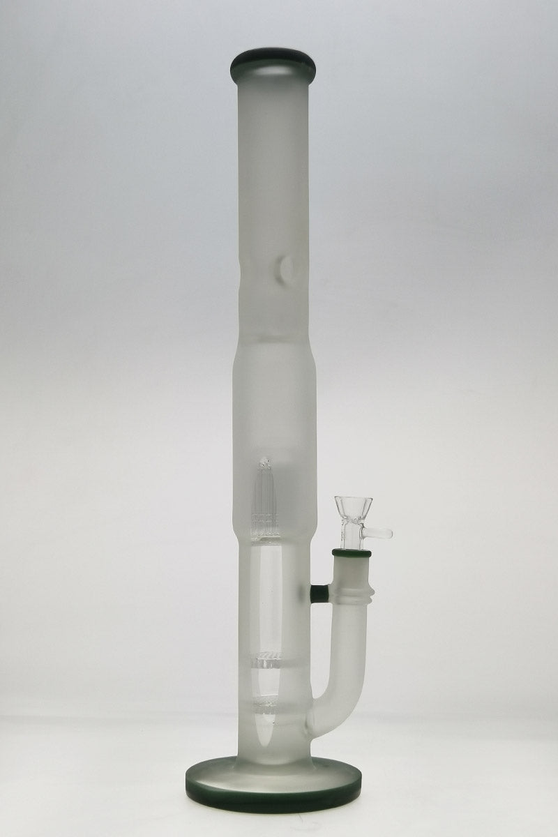 Thick Ass Glass 22" Bong with Dual Honeycomb & Tree Percolators, Clear & Black, Front View