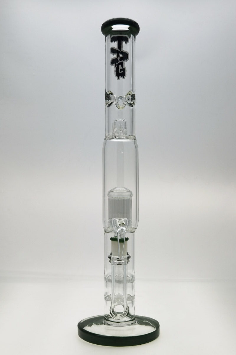 Thick Ass Glass 22" Bong with Dual Honeycomb & 34-Arm Tree Percolator, Clear Glass, Front View