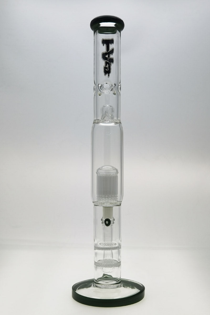 Thick Ass Glass 22" Bong with Dual Honeycomb Percolator and 34-Arm Tree, Frosted Logo, Front View