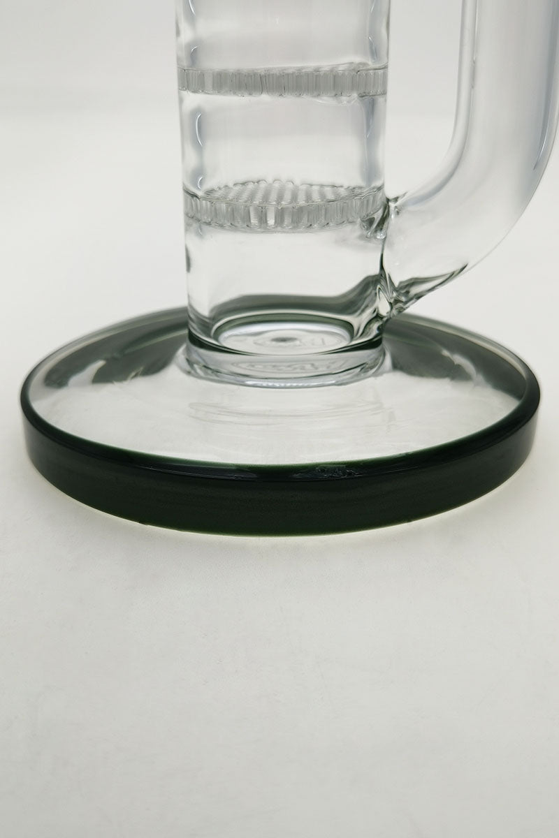 TAG 22" Bong Base with Double Honeycomb Percolators, Thick 7mm Quartz Glass, 18MM Female Joint
