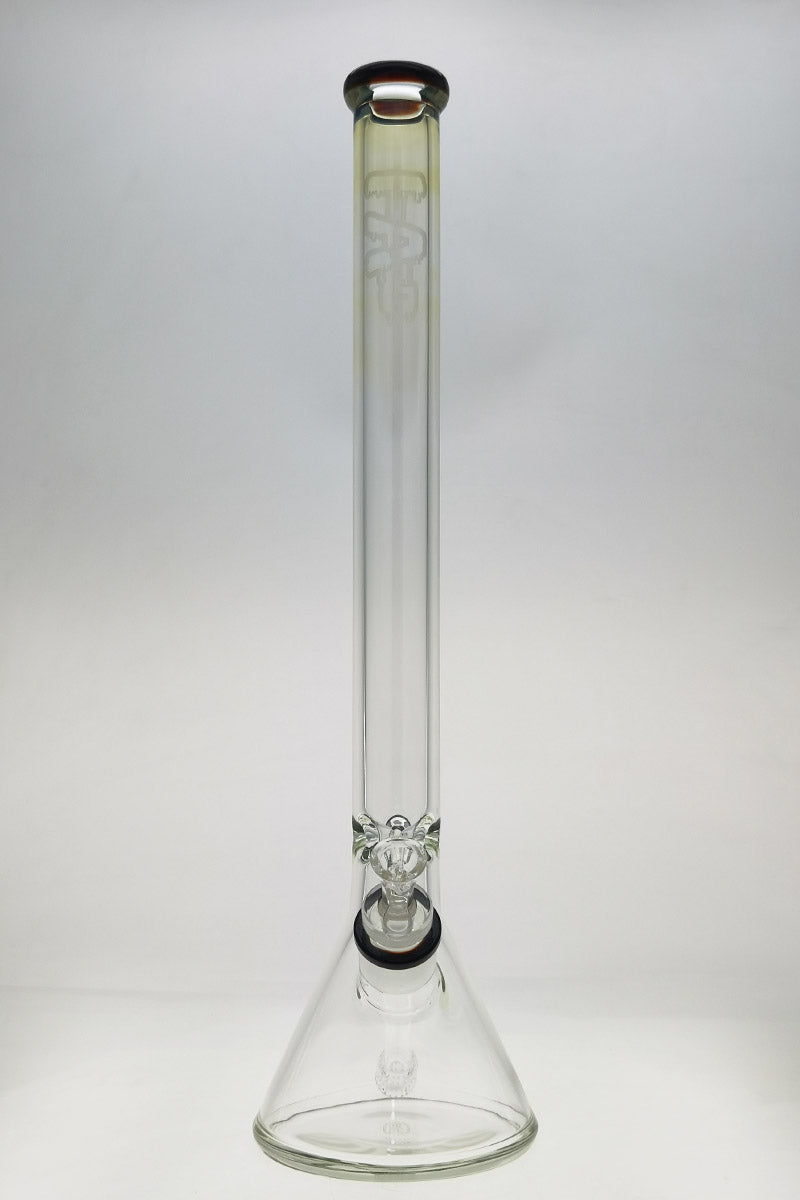 Thick Ass Glass 24" Beaker Bong in Clear Borosilicate, Front View on Seamless White
