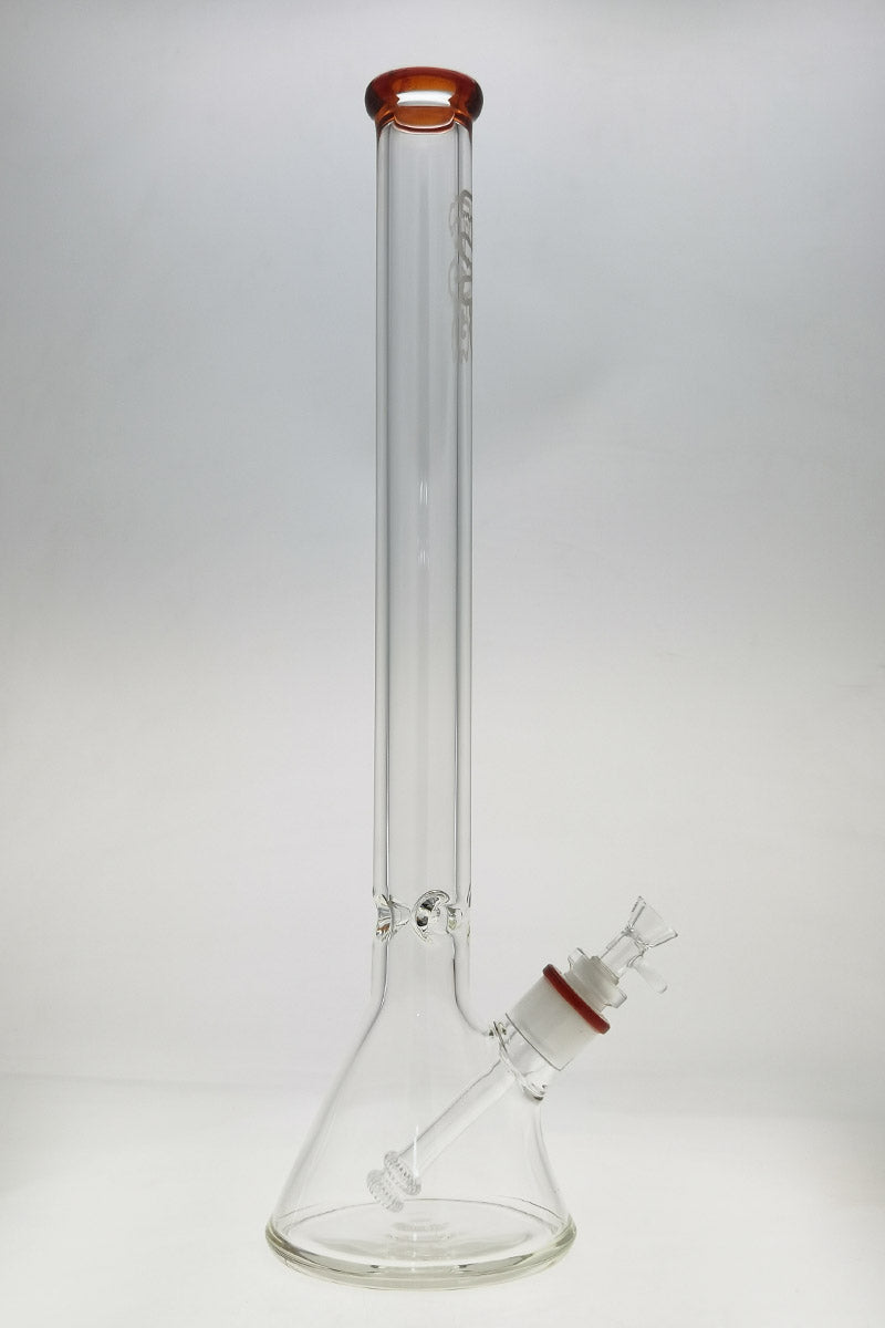 Thick Ass Glass 24" Beaker Bong, 9MM Heavy Wall, Clear with Orange Accents, Front View