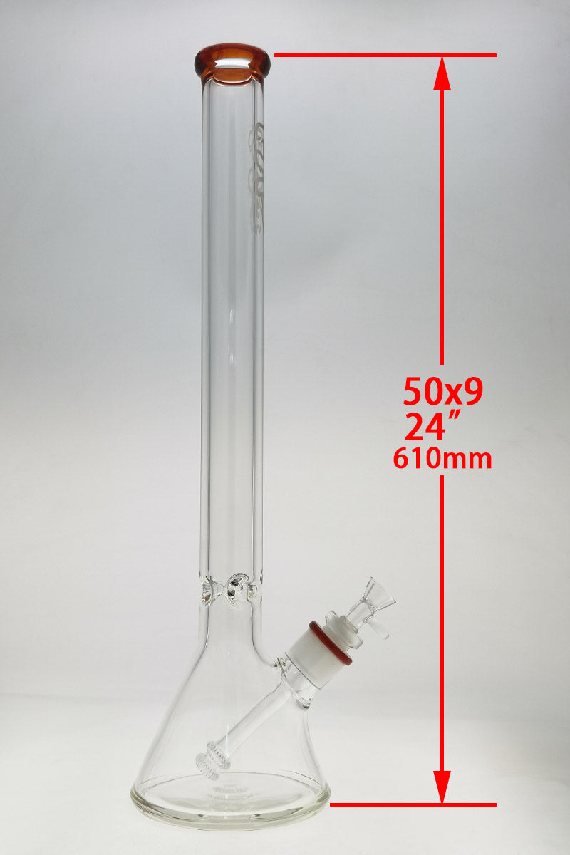 Thick Ass Glass 24" Beaker Bong in Clear Borosilicate with Heavy Wall Design - Front View