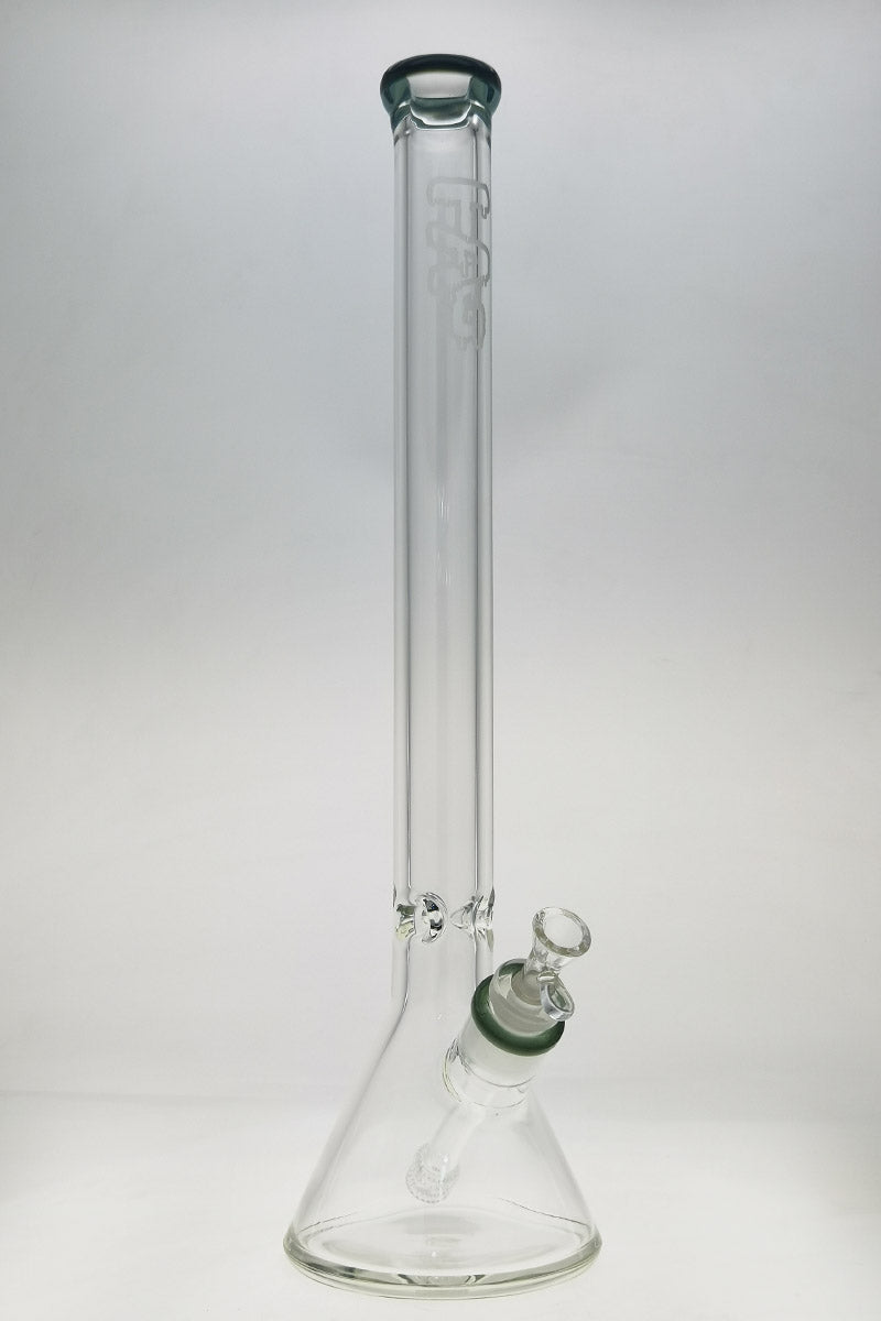 Thick Ass Glass 24" Heavy Wall Beaker Bong in Clear Borosilicate, Front View on White