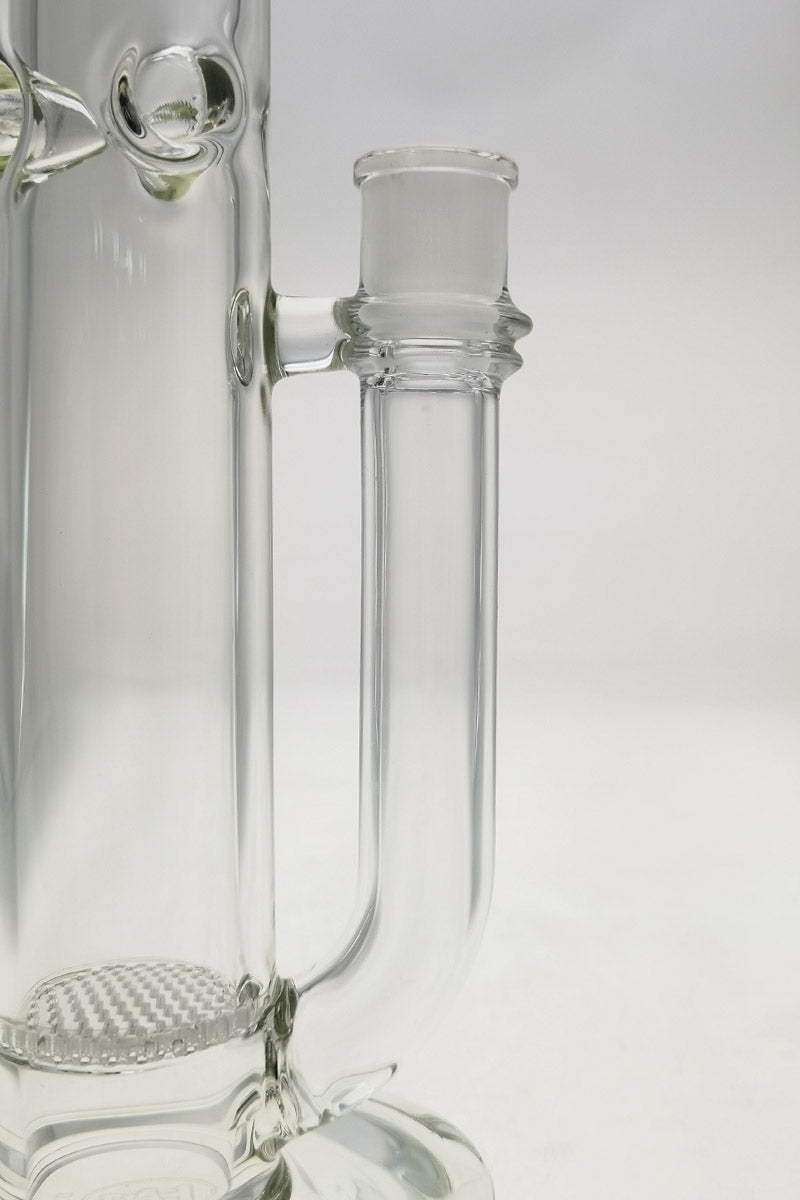 TAG 24" Honeycomb Straight Tube Bong, 50x7MM, 18MM Female Joint, Clear Glass, Side View