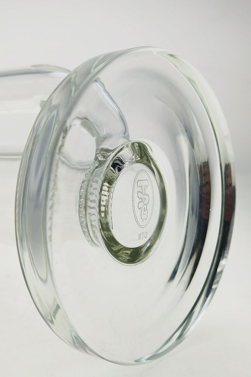 Close-up of TAG 24" Single Honeycomb Tube base with 18MM Female joint and Thick Ass Glass logo