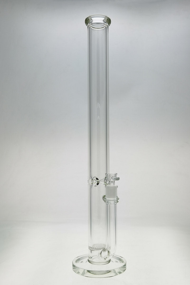 Clear TAG 24" Single Honeycomb Straight Tube Bong, 50x7MM, 18MM Female Joint, Front View