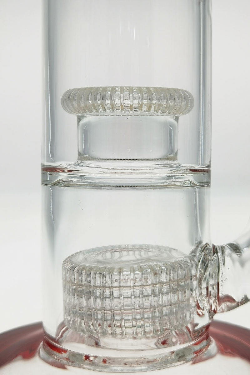 Close-up of TAG 24" Bong with Matrix and Inverted UFO Showerhead Percolators, 18MM Female Joint