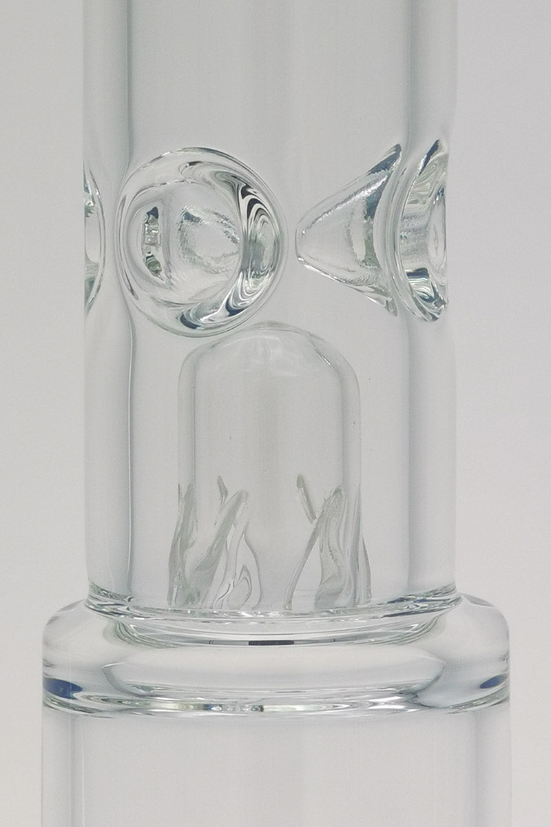 Close-up of TAG Double Honeycomb Bong with Showerhead Percolator and Light Blue Accents