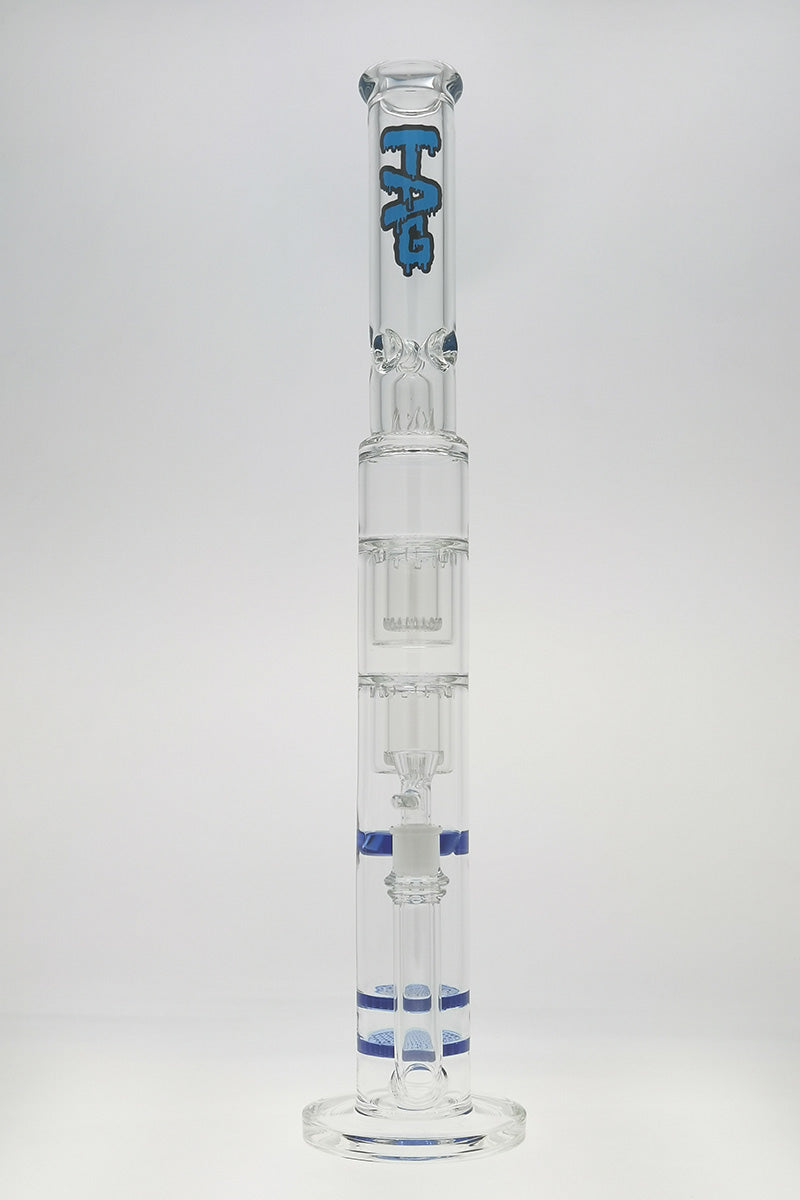 Thick Ass Glass 24.5" Double Honeycomb & Showerhead Bong in Light Blue, Front View