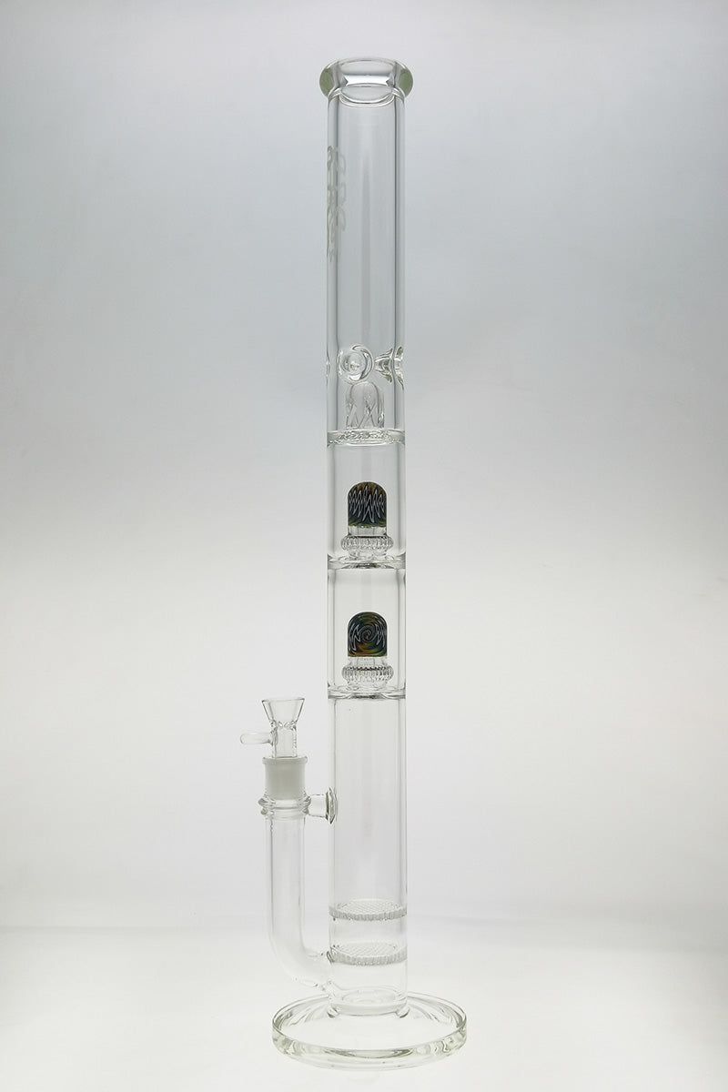 Thick Ass Glass 25" Bong with Honeycomb-UFO Showerhead Percolators, Clear, Front View