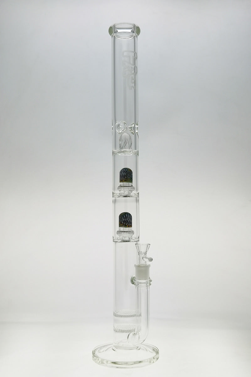 TAG 25" Double Honeycomb to UFO Showerhead Bong Front View on Seamless White