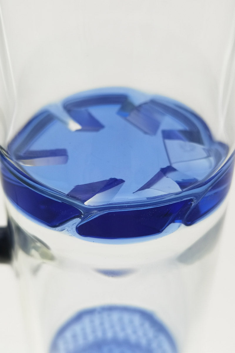 Close-up of TAG 27" Bong with Blue Octuple Honeycomb Percolator and Thick Glass