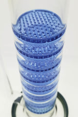 Close-up of TAG 27" Bong with Octuple Blue Honeycomb Percolators, 50x7MM, 18MM Female Joint
