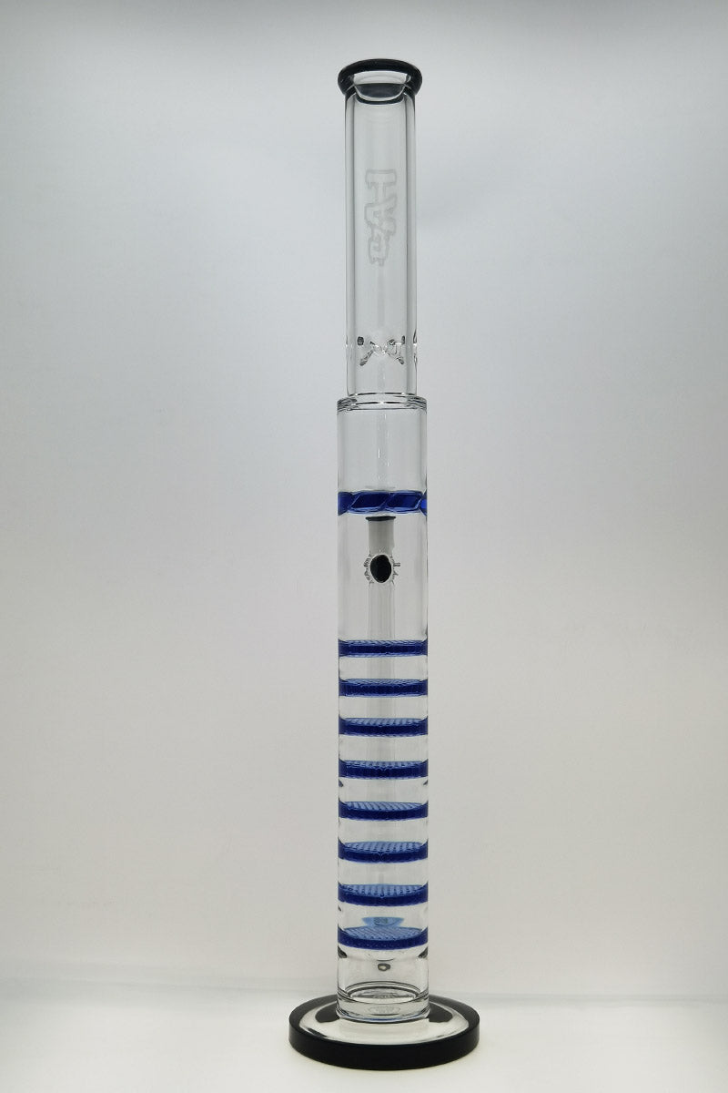 TAG 27" Tall Bong with Blue Honeycomb Percolators and Spinning Splash Guard, Front View