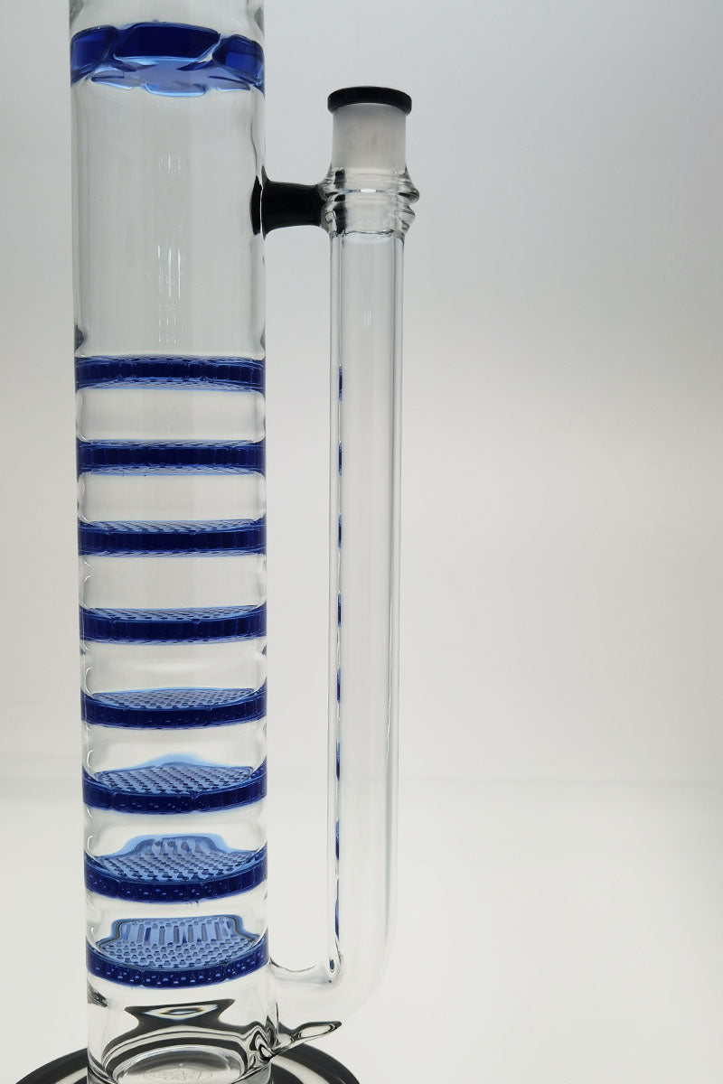 Thick Ass Glass 27" Quartz Bong with Blue Honeycomb Percolators, Side View