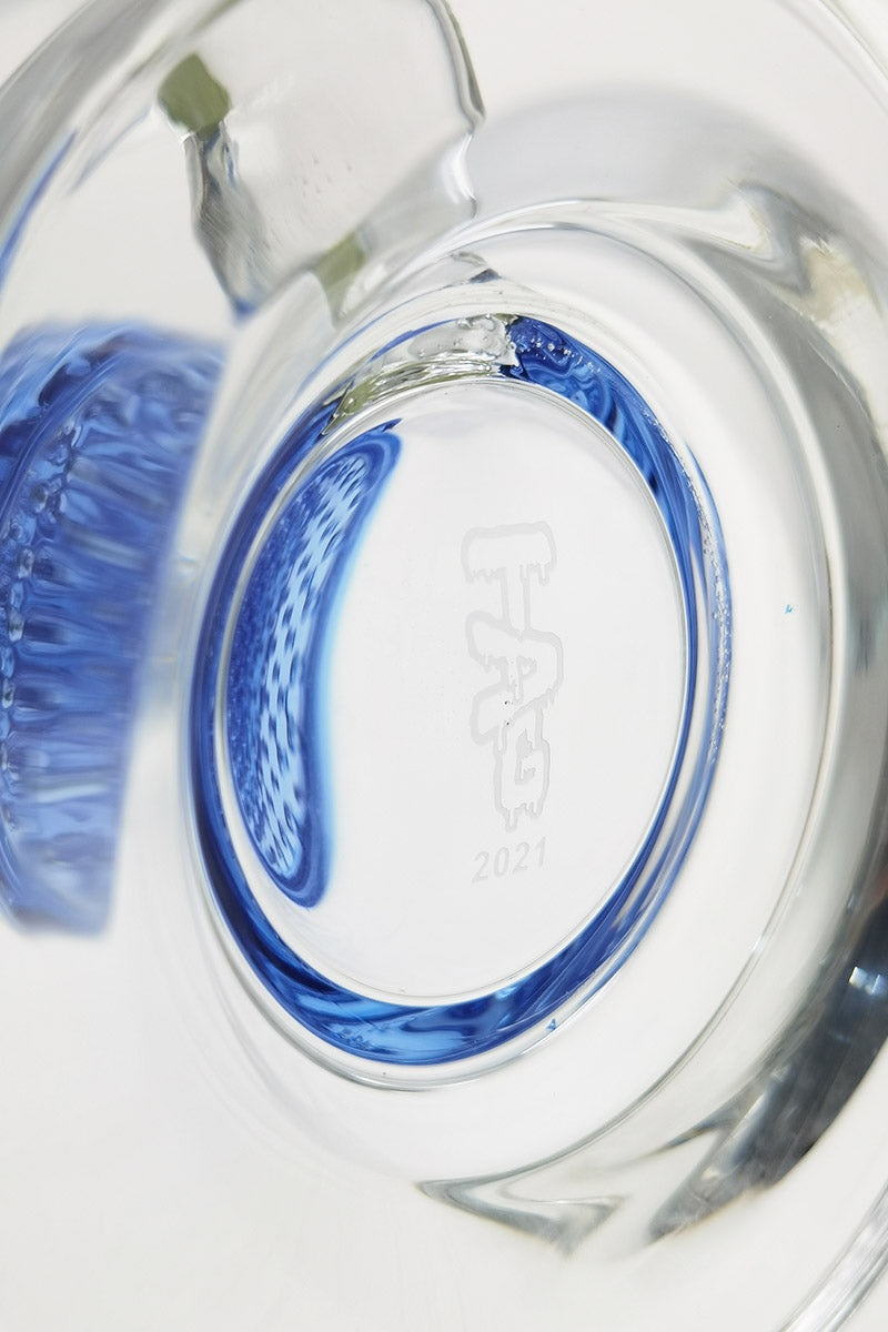 Close-up of TAG logo on 27" Octuple Honeycomb Bong with Spinning Splash Guard