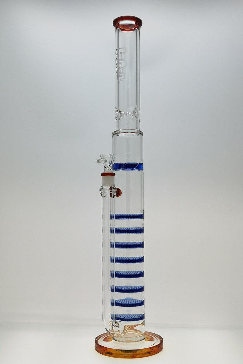 Thick Ass Glass 27" Quartz Bong with Blue Octuple Honeycomb Percolators, Front View
