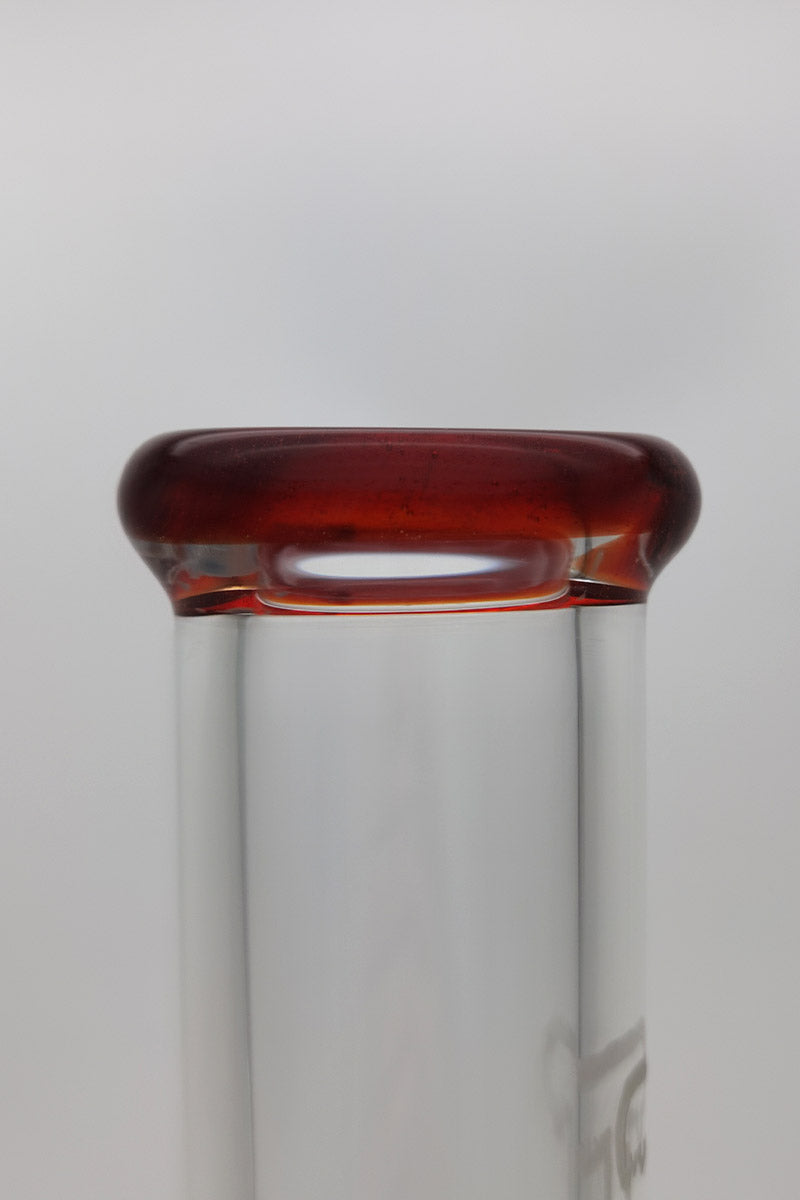 Close-up of TAG 27" Bong's mouthpiece with honeycomb percolator visible in the background