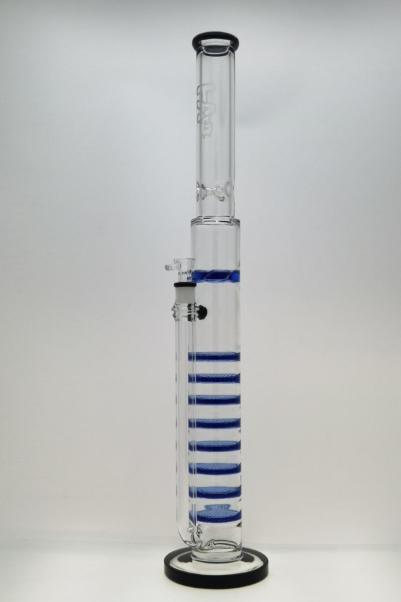Thick Ass Glass 27" Quartz Bong with Blue Honeycomb Discs, Knight Rider Accents, Front View