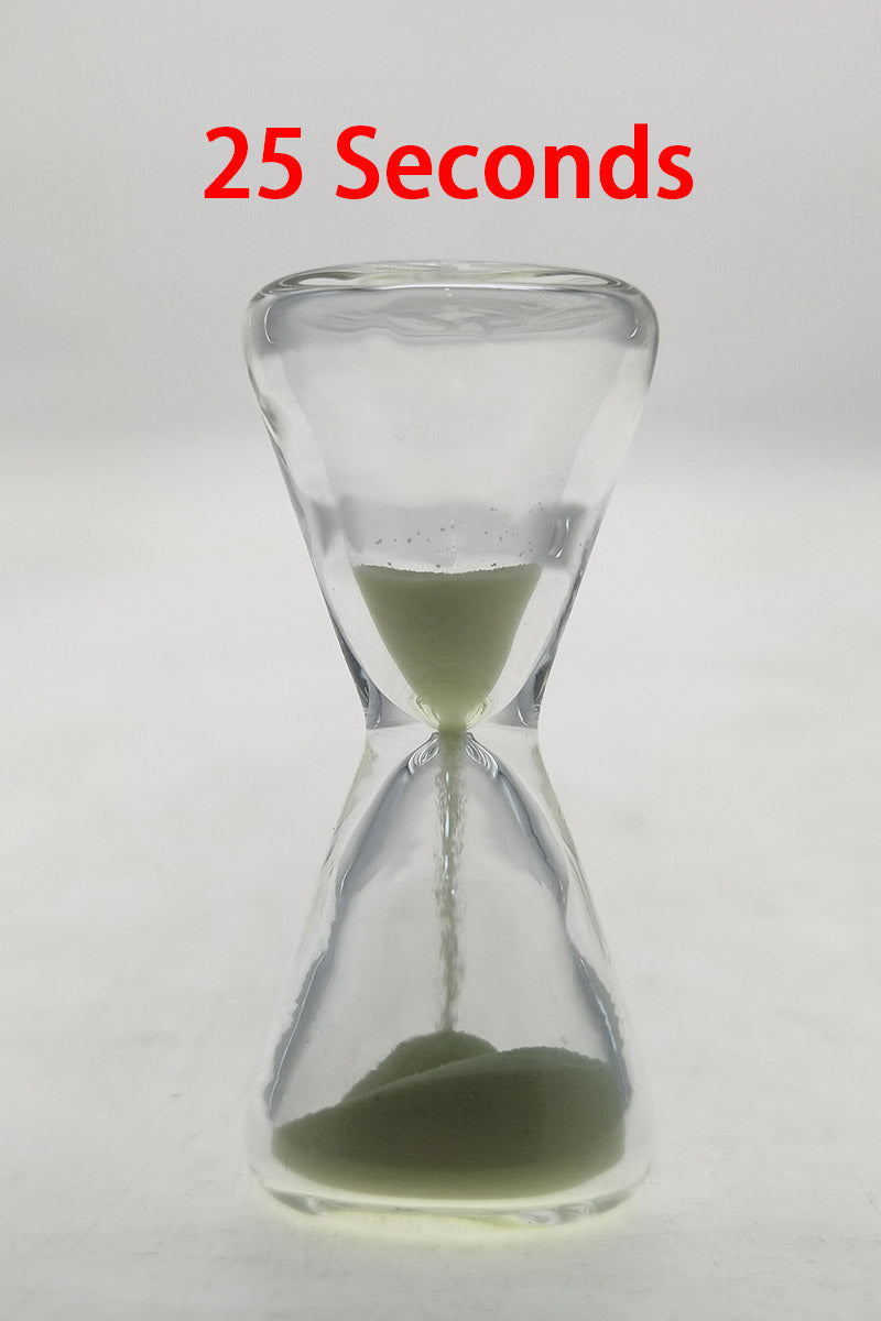 TAG 2.0" Hour Glass with Glow in the Dark Sand, 25 Seconds Timer, Front View on White