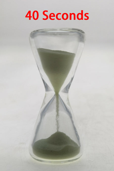 TAG 2.0" Hourglass with Glow in the Dark Sand, 40 Seconds Timer, Front View on White Background