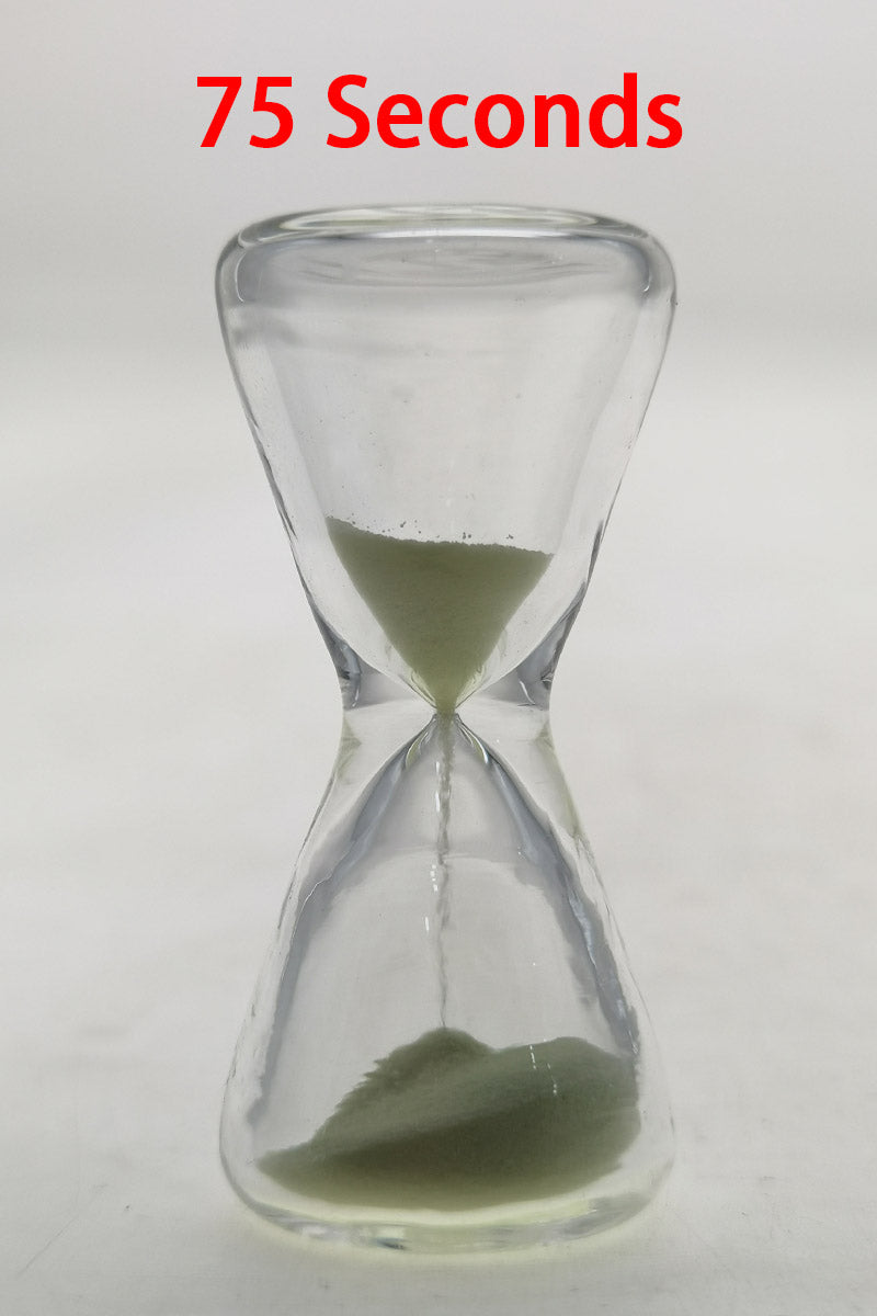 TAG 2.0" Hour Glass with Glow in the Dark Sand, 75 Seconds Timer, Front View on White Background