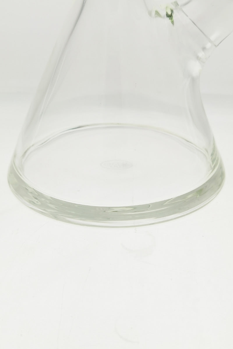 Close-up of TAG 30" Beaker Base 50x9MM Heavy Wall Borosilicate Glass with Rasta Logo