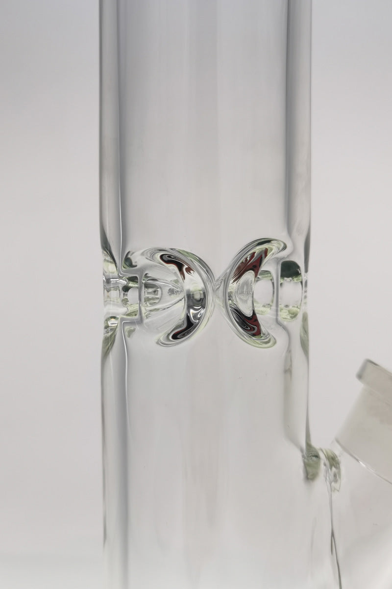 Close-up view of TAG 30" Straight Tube Bong with 28/18MM Downstem and reinforced joints
