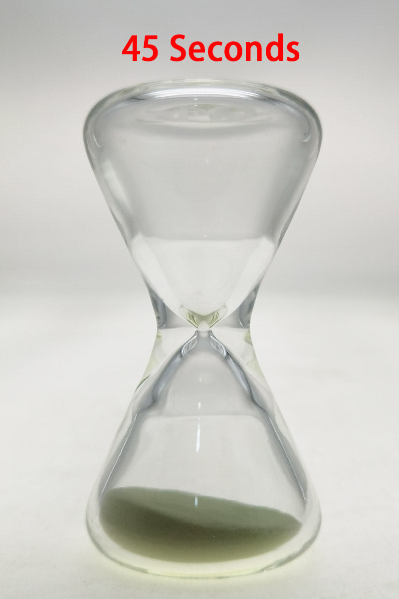 TAG 3.5" Hourglass with Glow Sand - Front View - 45 Seconds Wavy Logo