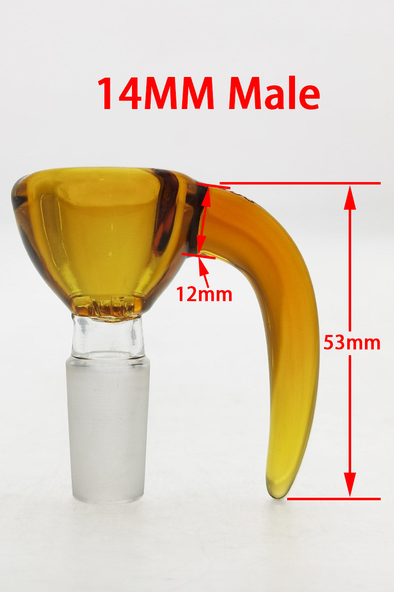 TAG 14MM Male 4 Hole Disc Screen Slide with Horn Handle in Yellow, Side View