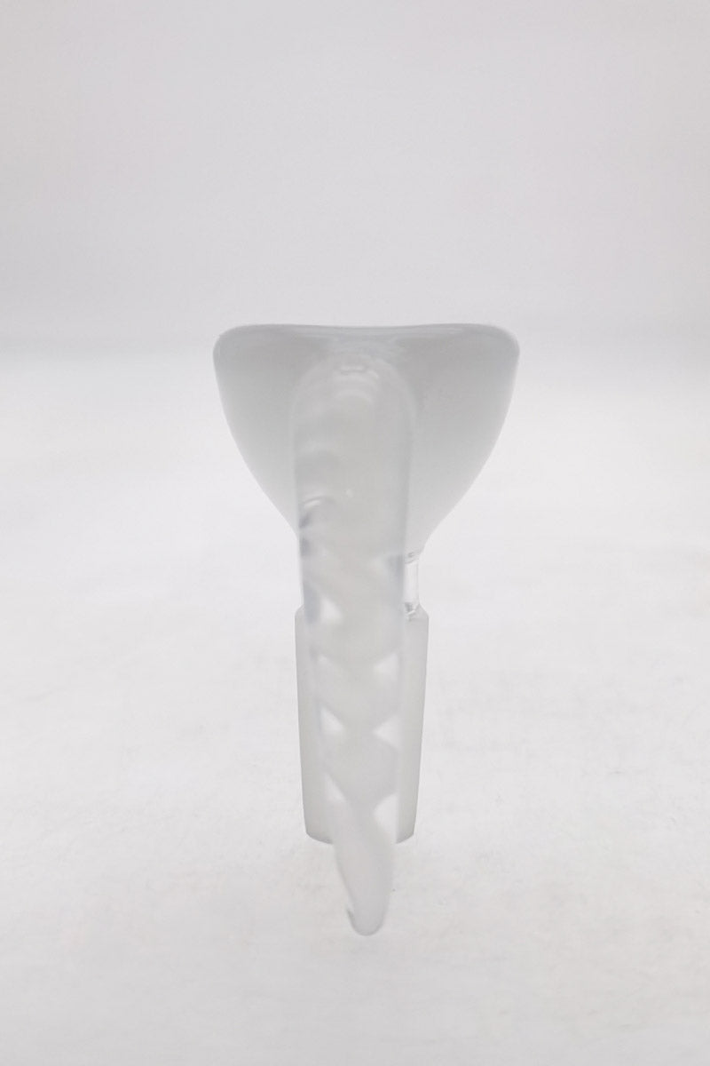 TAG 4 Hole Disc Screen Slide with Horn Handle for 14mm Bong, Frosted Glass, Front View