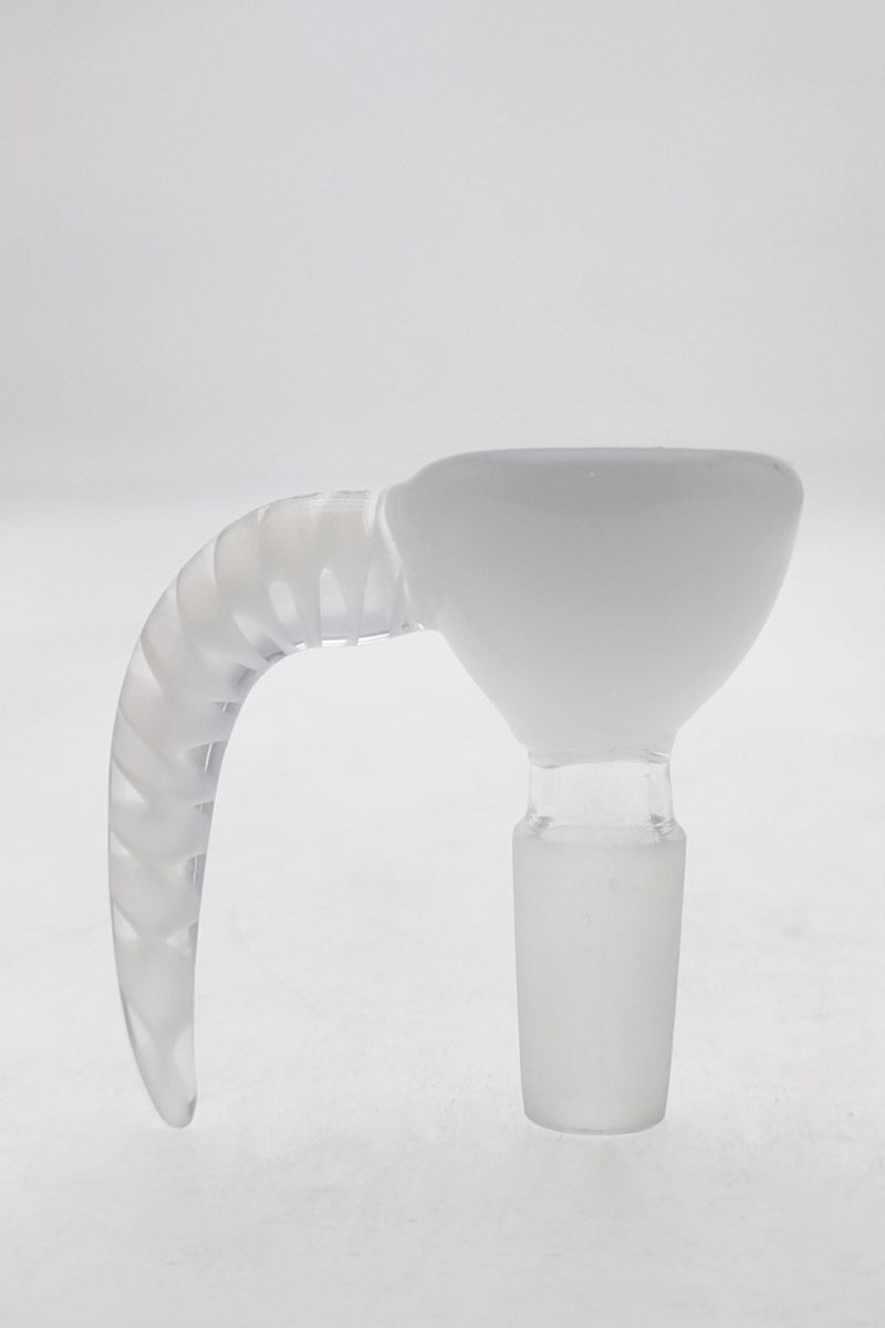 TAG 14.5mm bong slide with 4 hole disc screen and swirled horn handle side view