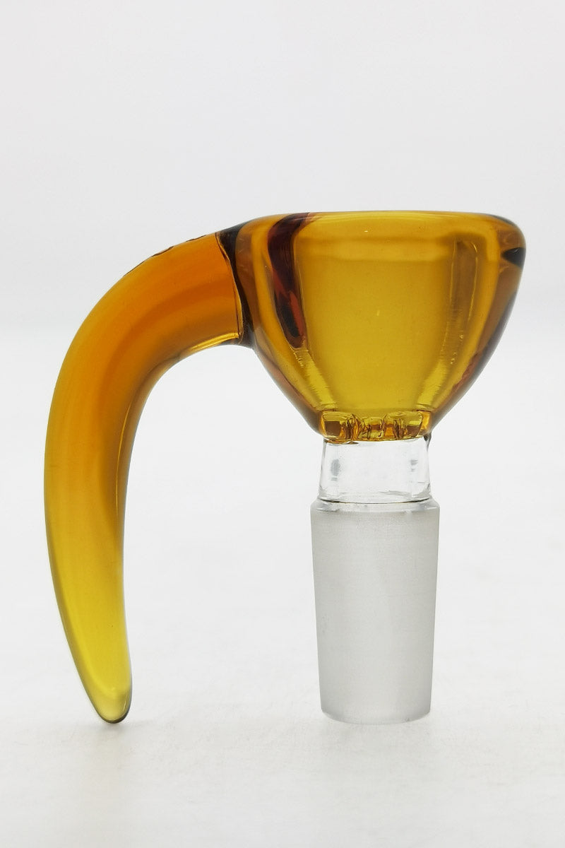 TAG - 4 Hole Disc Screen Slide with Horn Handle, 14mm Joint, Front View on White