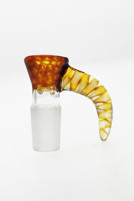 TAG 18MM Male Disc Screen Slide with Horn Handle in Amber Silver Fume on White Background